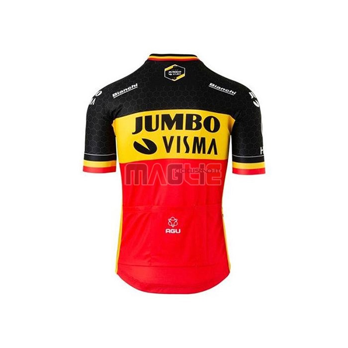 Maglia Jumbo Visma Manica Corta 2020 Nero Giallo Rosso